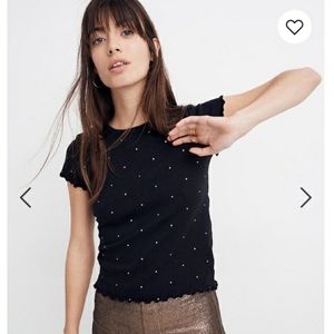 Madewell Metallic Dot Ruffled Babydoll Tee